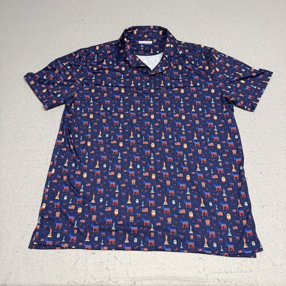 Fore Fathers Other - Fore Fathers Polo AOP Mens Large Go Blue Democratic Party Shirt